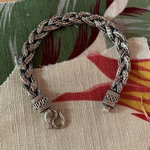 Hand Woven Sterling Silver Chain Bracelet with Hook Closure